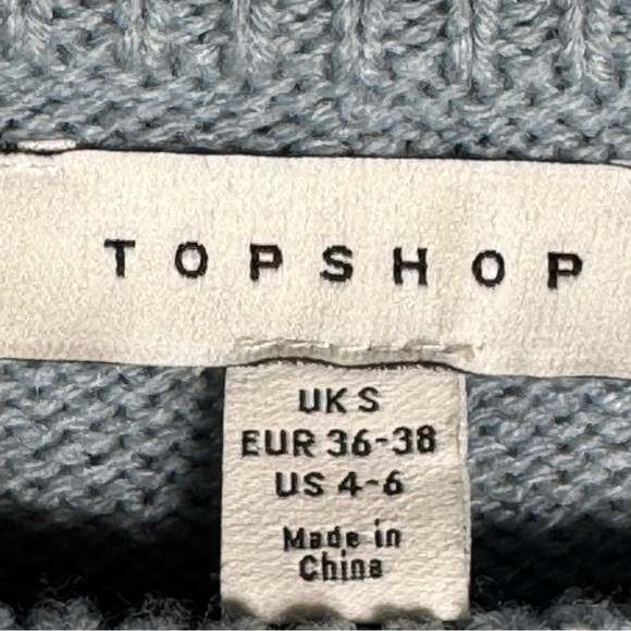 TOPSHOP Womens Cropped Oversized Boxy Light Blue Knit Sweater Sz Small 4-6 - Picture 3 of 5